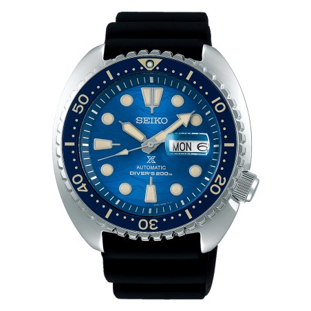 Seiko Prospex SRPE07K1 King Turtle Save the Ocean Automatic Blue Dial Black Silicone Strap Special Edition Men's Diver Watch