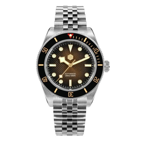 San Martin SN0128-G3 Automatic 3D Waffle Dial 316L Stainless Steel 40mm 20ATM Men's Diver Watch