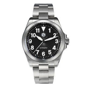 San Martin SN0132-G1 Automatic Airplane Turbine Pattern Dial 316L Stainless Steel 39.5mm 10ATM Men's Sport Watch