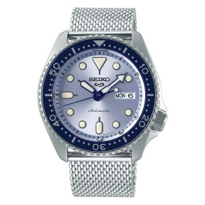 Seiko 5 Sports “SKX Suits Style” SRPE77K1 Automatic Light Blue Dial Stainless Steel Bracelet Day Date Display Men’s Watch