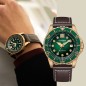 Citizen NJ0173-18X Urban Mechanical Automatic Green Dial Stainless Steel Case Leather Strap Men's Sports Watch