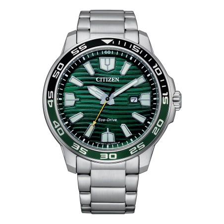Citizen AW1526-89X Eco-Drive Green Dial Date Display Stainless Steel 10ATM Men's Watch