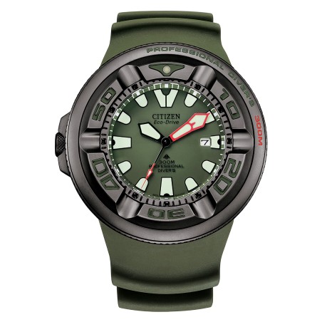 Citizen Promaster Marine BJ8057-17X Eco-Drive Green Dial Stainless Steel Case Green Rubber Strap 300M Men's Diver Watch