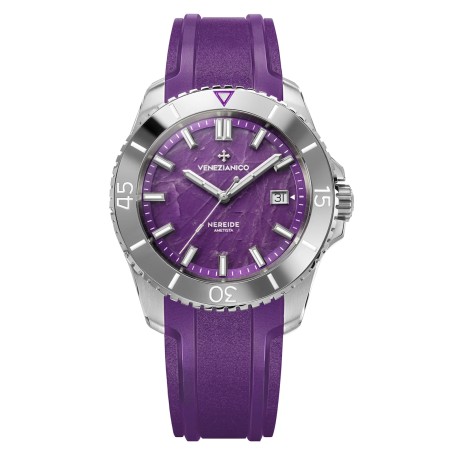 Venezianico Nereide Ametista 4521545 SW200-1 Automatic Amethyst Dial Stainless Steel Case Rubber Strap Diver's Watch