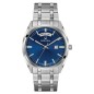 Bulova Surveyor 96C125 Blue Dial Day Date Display Stainless Steel Men's Quartz Watch