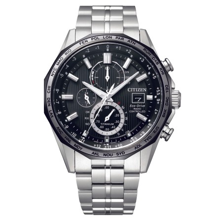 Citizen AT8218-81E Eco-Drive Radio Controlled Date & Day Display Chronograph Perpetual Calendar Titanium Men's Watch