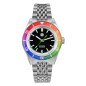 San Martin SN0116-G-B1 Automatic Black Dial Date Display Rainbow Bezel Stainless Steel Men's Watch