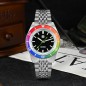 San Martin SN0116-G-B1 Automatic Black Dial Date Display Rainbow Bezel Stainless Steel Men's Watch