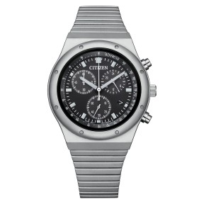 Citizen Eco-Drive AT2540-57E Black Dial Date Display Chronograph Stainless Steel Unisex Watch