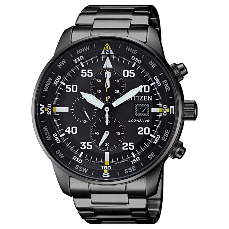 Citizen Eco-Drive CA0695-84E Black Dial Date Display Chronograph Stainless Steel Men's Watch