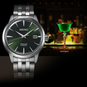 Seiko Presage SRPE15J1 Cocktail Time 23 Jewels Automatic Mockingbird Green Dial Stainless Steel Watch - Made in Japan