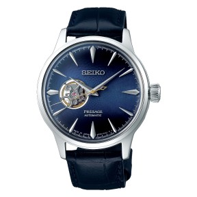 Seiko Presage SSA405J1 Cocktail Time 24 Jewels Automatic “BLUE MOON” Open Heart Blue Dial Men's Watch - Made in Japan