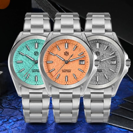 San Martin SN0129-G-C2/C3 24 Jewels Automatic Oil-pressed Dial Date Display 316L Stainless Steel 39mm 10ATM Gada Watch