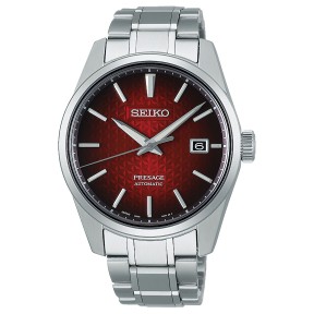 Seiko Presage Sharp Edged SPB227J1 Automatic Red Dial Date Display Stainless Steel Men's Watch - Made in Japan