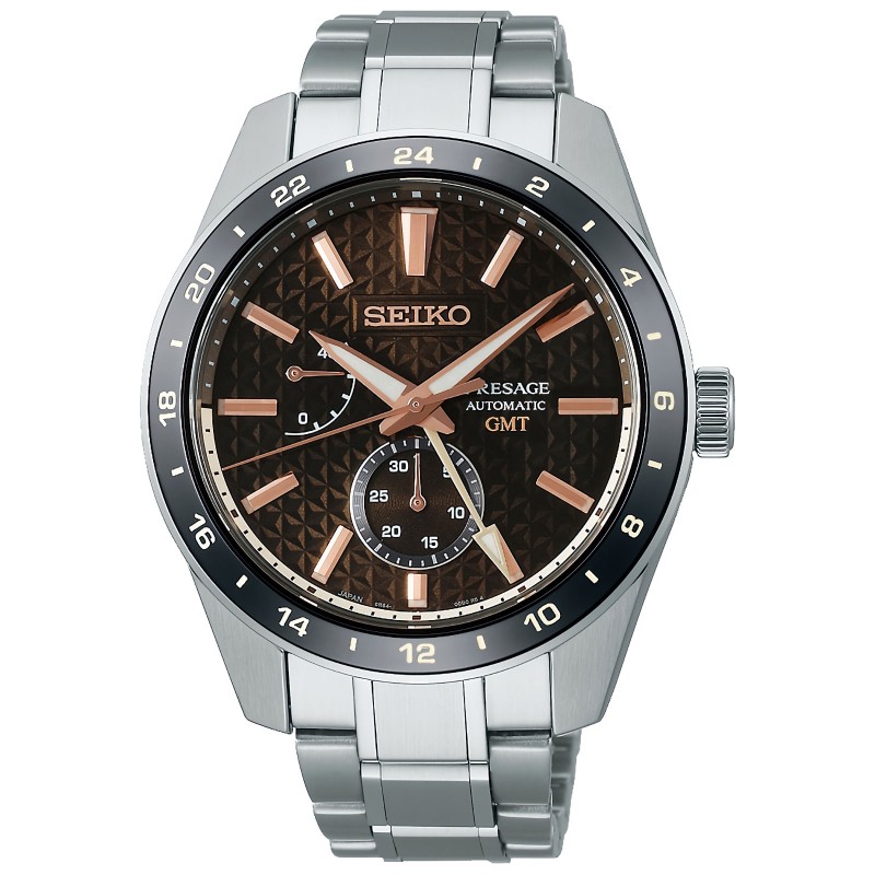 Seiko Presage Keshizumi SPB275J1 Sharp Edged 29 Jewels Automatic GMT Brown Dial Stainless Steel Men's Watch