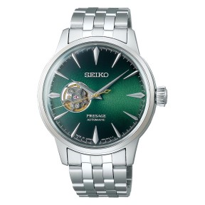 Seiko Presage SSA441J1 Cocktail Time 'Grasshopper' 24 Jewels Automatic Open Heart Green Dial Stainless Steel Men's Watch