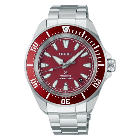 Seiko Prospex Samurai SRPL11K1 ‘Shog-urai’ Automatic Red Dial Date Display Stainless Steel Men's Diver Watch