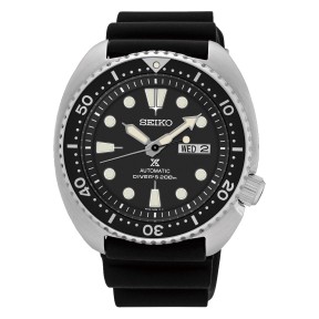 Seiko Prospex Turtle SRPE93K1 24 Jewels Automatic Diver Scuba 200M Black Dial Black Silicone Strap Men's Watch