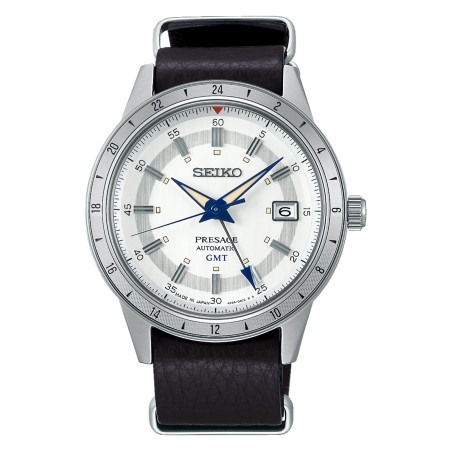 Seiko Presage SSK015J1 Style60’s Automatic GMT 110th Anniversary Two-tone Silver Dial Men's Watch - Limited 4000 pcs Worldwide