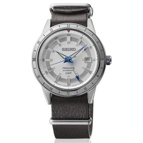 Seiko Presage SSK015J1 Style60’s Automatic GMT 110th Anniversary Two-tone Silver Dial Men's Watch - Limited 4000 pcs Worldwide