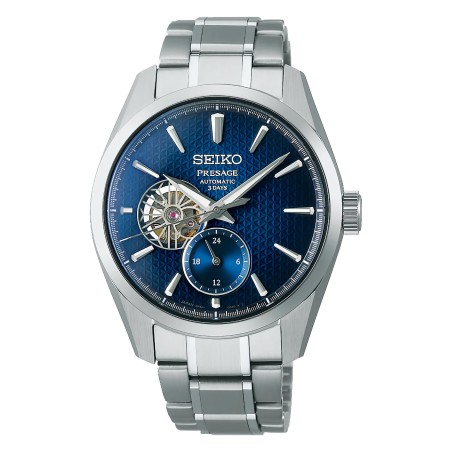 Seiko Presage Sharp Edged SPB417J1 Open Heart "Asanoha" Automatic Blue Dial Stainless Steel Men's Watch