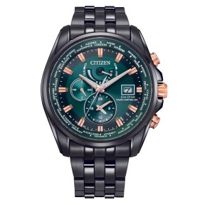 Citizen AT9128-87X Eco-Drive Radio-Controlled Green Dial Day Date Display Perpetual Calendar Men's Watch