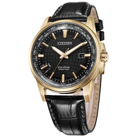 Citizen BX1008-12E Eco-Drive Black Dial Date Display World Time Perpetual Calendar Men's Watch