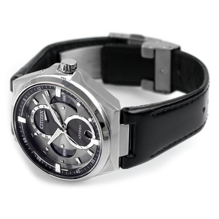 Citizen Attesa BU0060-09H Eco-Drive Gray Dial Triple Calendar Super Titanium Case Calf Leather Strap Men's Watch