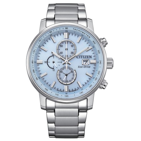 Citizen CA0840-87M Eco-Drive Blue Dial Date Display Chronograph Stainless Steel Case and Strap Men's Watch