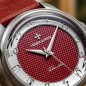 Venezianico Redentore 36 Porpora 1121512 Automatic Red Dial Stainless Steel Case Leather Strap Dress Watch