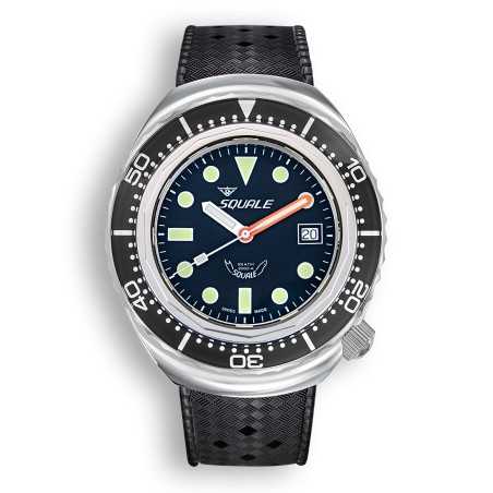 Squale 2002 Black Round Dots 2002.SS.BK.BK.HT Black Dial 1000M Diver Men's Watch - Made in Switzerland